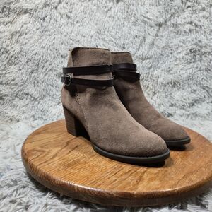 American Eagle Outfitters Womens 7 Brown Suede Block Heel Strappy Buckle Boots